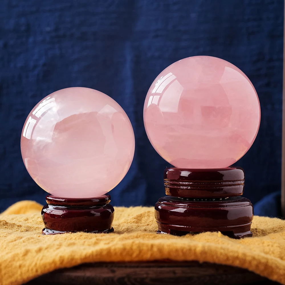 High Quality Natural Pink Crystal Ball Rose Quartz Energy Magic Ball Collection Handicraft Decoration Photography Ornaments