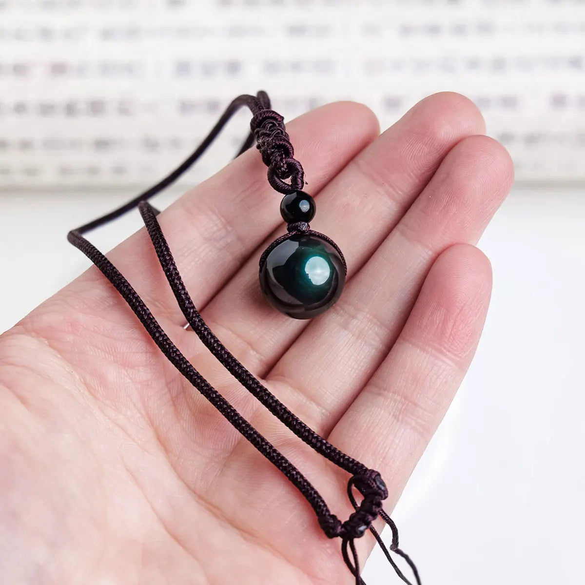 1PC Natural Rainbow Eye Obsidian Crystal Ball Pendants Energy Necklace Accessories Men's jewelry Gifts