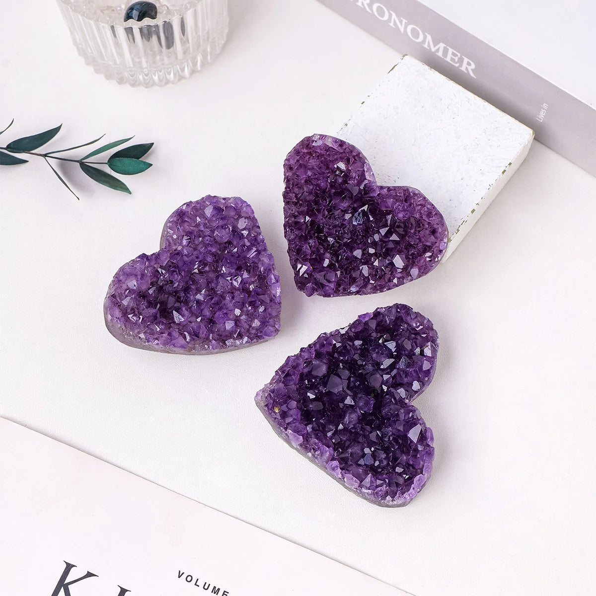 1pc Natural Raw Amethyst Quartz Purple Crystal Cluster Heart Healing Stones Specimen Home Decoration Crafts Decoration Ornamen