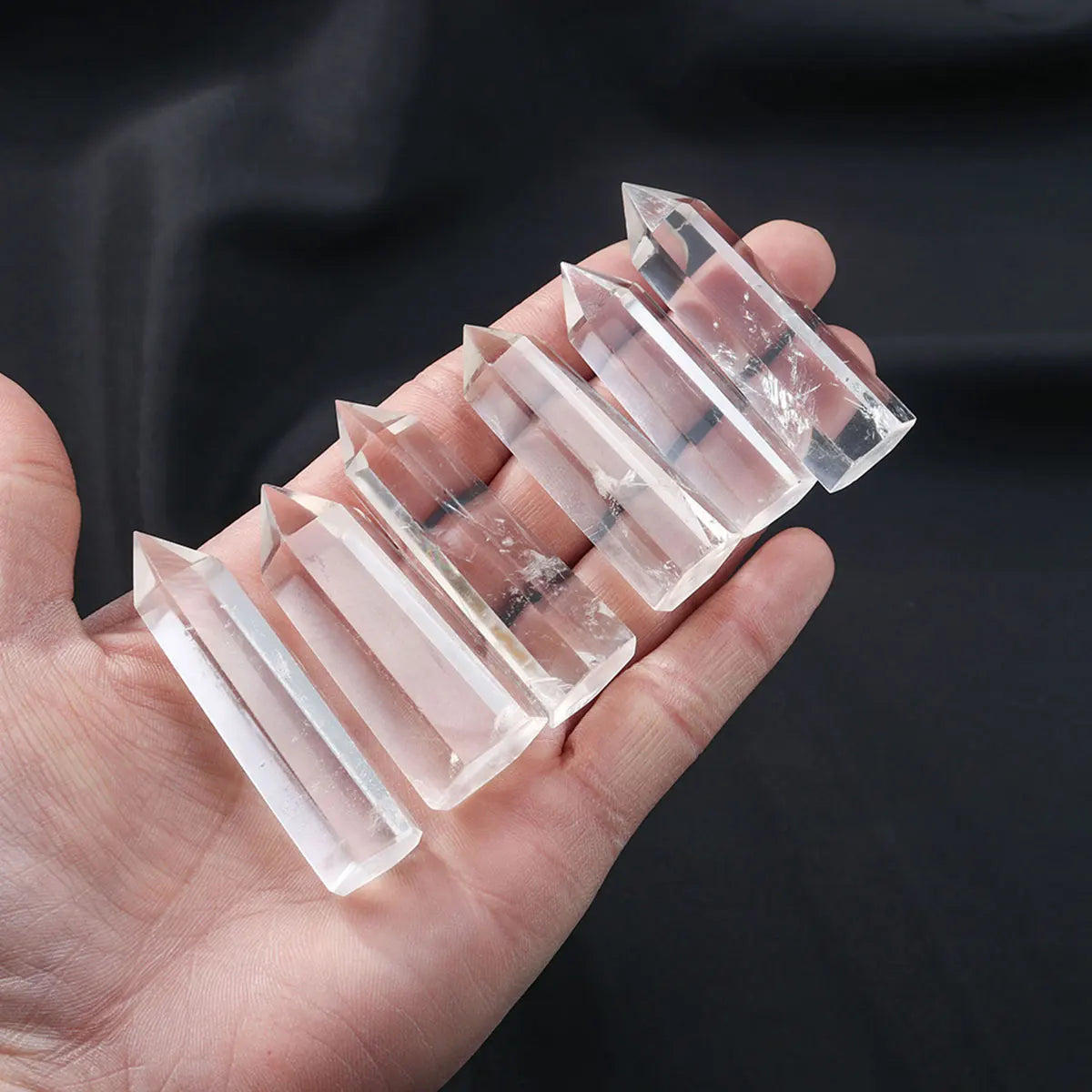 1pc Natural Healing Clear Quartz Crystal Wand Faceted Single Point Crystal Prism Stones for Meditation Reiki