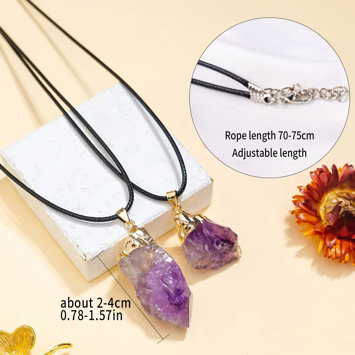 1PC Natural Irregular Amethyst Polished Rough Stones Pendant Natural Quartz Crystal Reiki Healing Gem Men's Necklace Gift