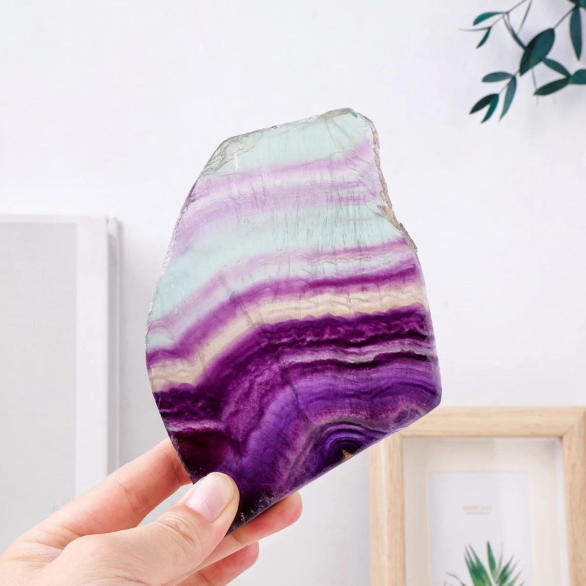 1pc Natural Crystal Slab Colorful Watermelon Striped Fluorite Polished Crystal Quartz Slice Healing Reiki Gemstone Feng Shui