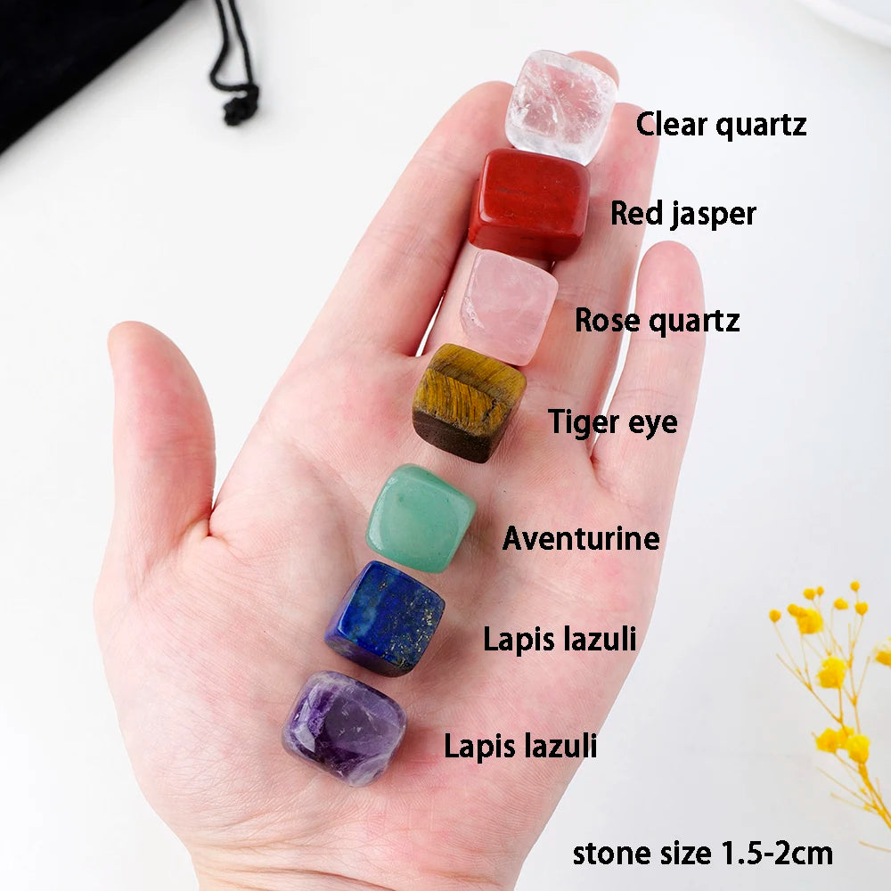 7pcs Seven Chakra Crystal Healing Tumbled Stone Gemstone Rock Mineral Irregular Reiki Crystal Polish Meditation for Feng Shui