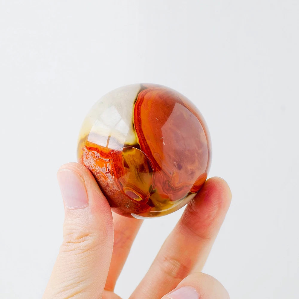 Natural Crystal Stone Sphere Ocean Agate Ball Polished Gemstone Energy Ornament Healing Desktop Decoration