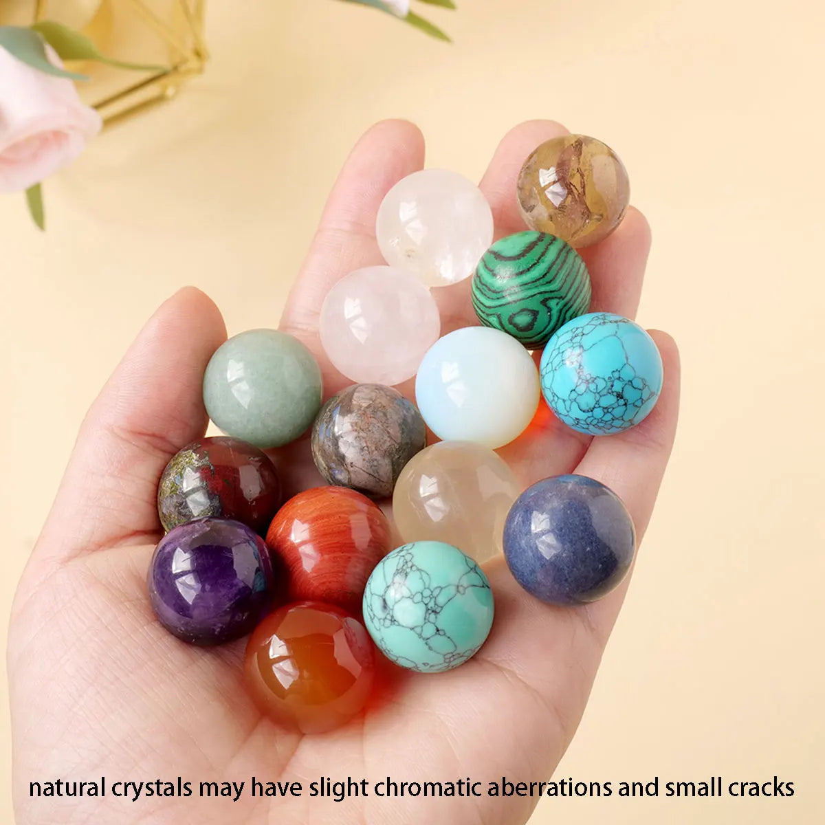 1pc 2cm Natural Gemstone Crystal Ball Chakra Sphere Collection Healing Reiki Decor Crystal Quartz Stone Balls Beads