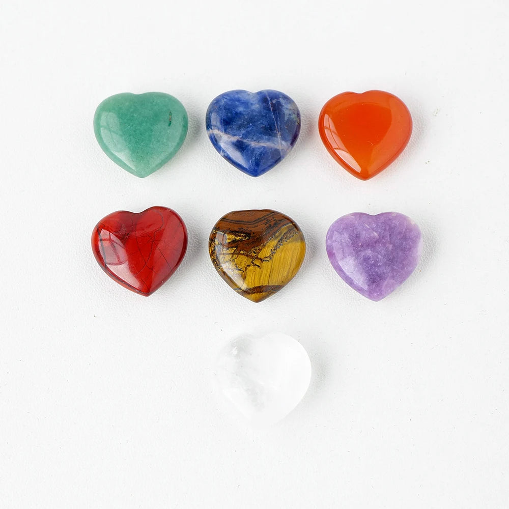 7pcs/bag Natural Healing Crystal Heart Shape Chakras Gemstone Stone Crafts Home Decoration Gifts