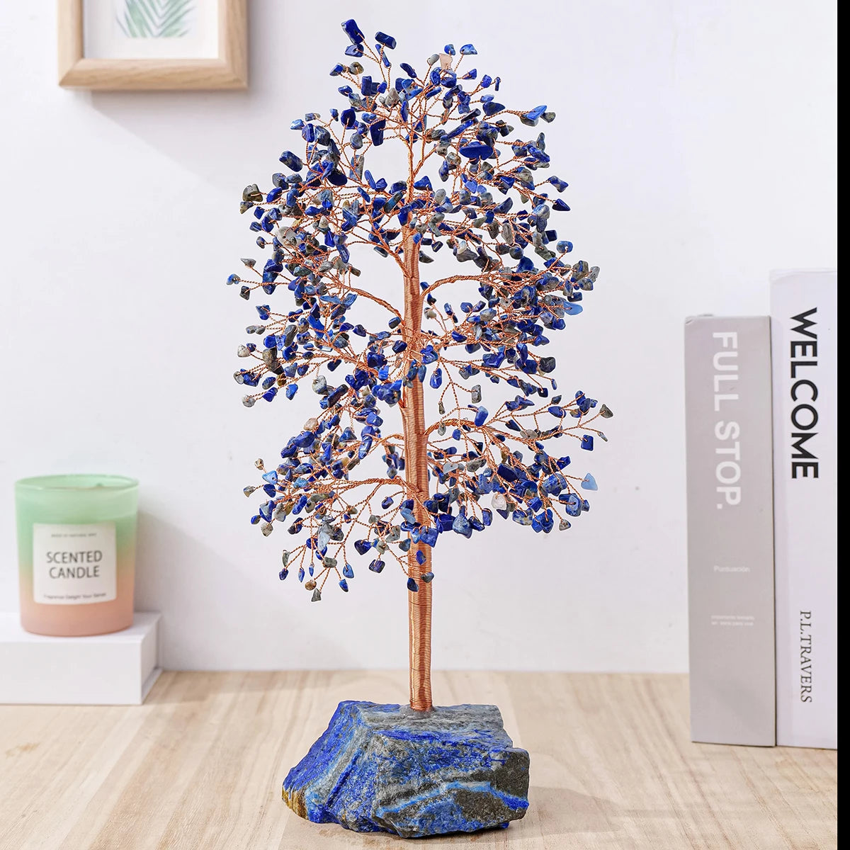 1PC Natural Crystal Stone Lapis Lazuli Crystal Tree Raw Stone Base Gemstone Tree of Life Spiritual Gift