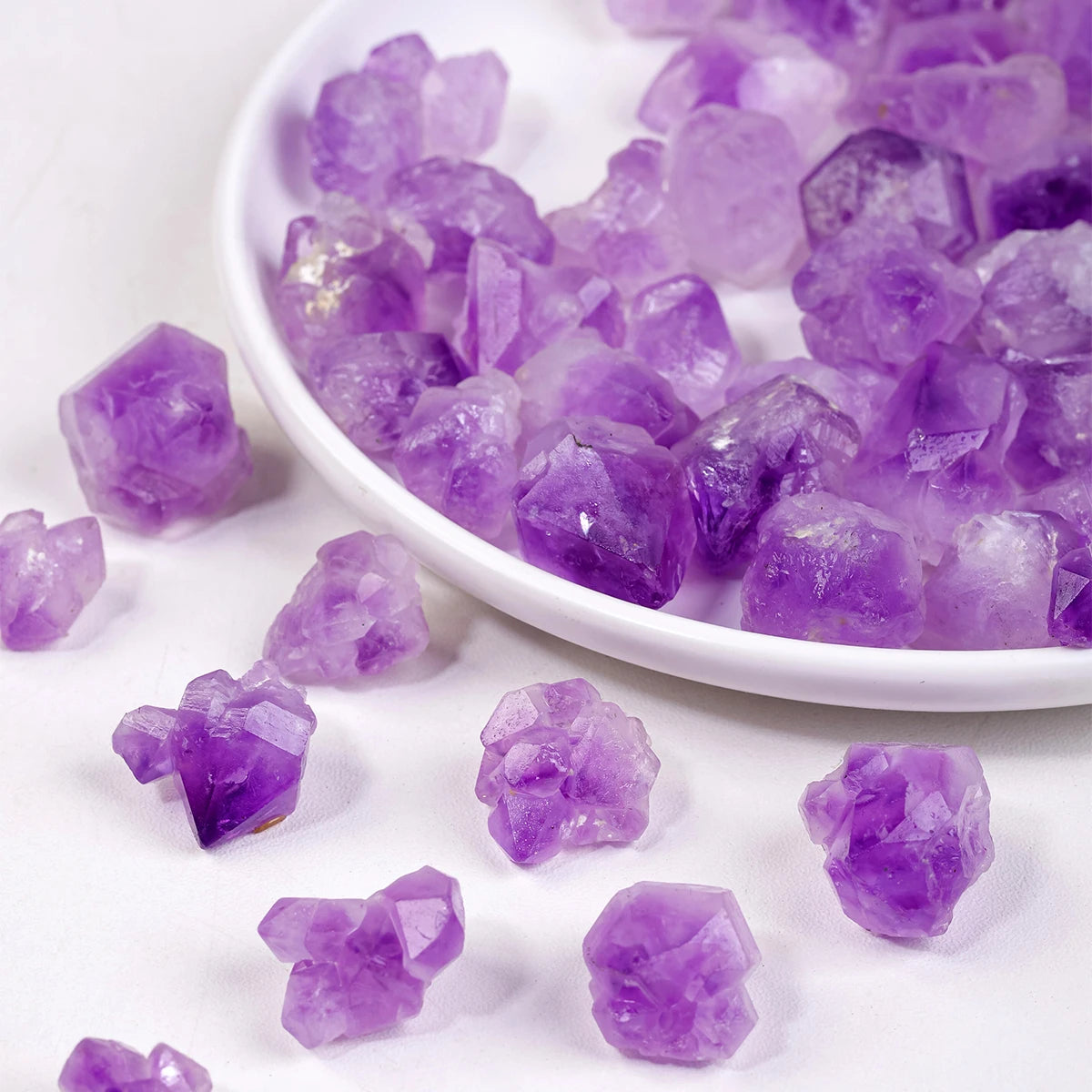 50g/bag Natural Purple Quartz Crystal Stones Amethyst Flowers Irregular Rough Stones Raw Crystal Rock for Wicca