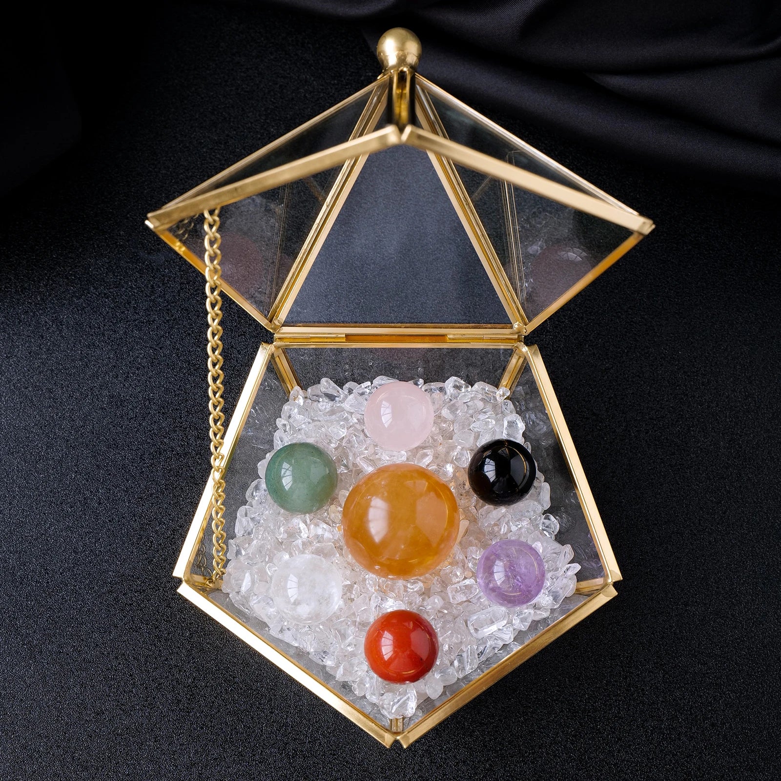 1PC Natural Seven Star Array Crystal Ball Glass Room Demagnetization Bowl Clear Quartz Meditation Gravel Storage Box