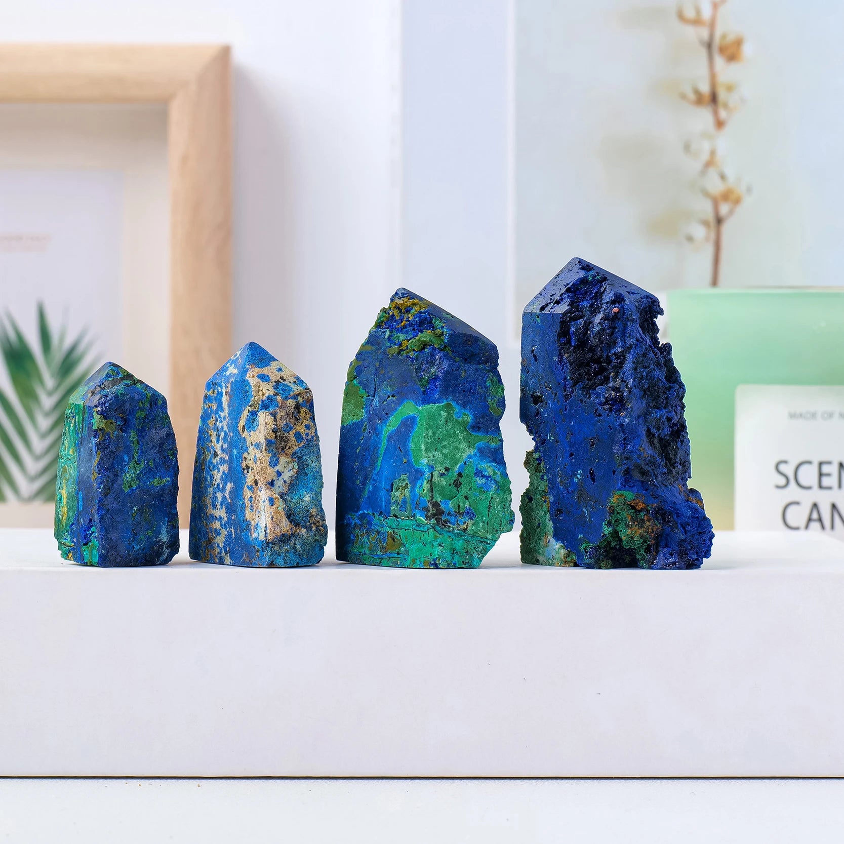 1PC Natural Crystal Azurite Point Healing Stone Energy Ore Mineral Tower Chakra Reiki Malachite Mineral Specimen Home Decoration