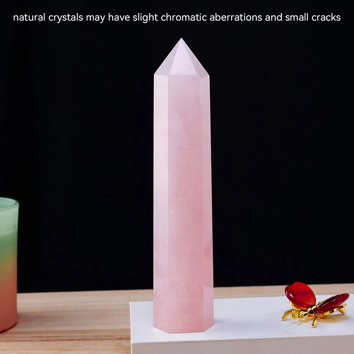 1pc Natural Rose Quartz Crystal Point Pink Crystal Column Hand Polished Hexagon For Home Furnishing Decoration