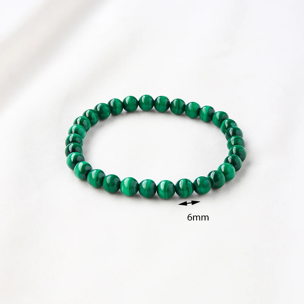 6mm Natural Stone Malachite Beads Bracelet Crystal Quartzs Jewelry  Bangle Yoga For Women Me 1PC