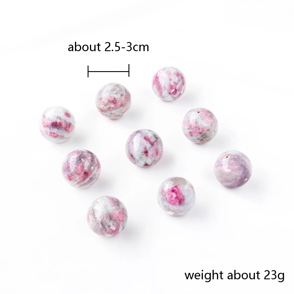 1pc Natural Tourmaline of Plum Blossom Sphere Energy Decoration Quartz Ball Divination Crystal Gift Ornaments