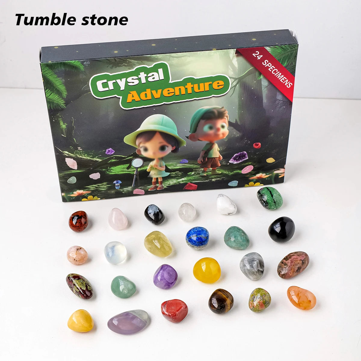 24 Grid Ore Crystal Gemstone Blind Box Rock Mineral Specimens Collection Natural Healing Stone Children's Christmas Gifts