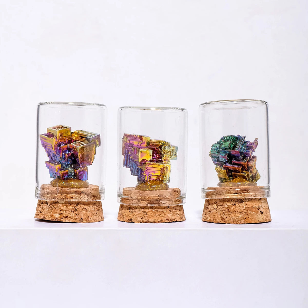 1PC Natural Crystal Irregular Bismuth Ore Specimen Stone Glass Wishing Bottle Decors Teaching Materials Raw Mineral