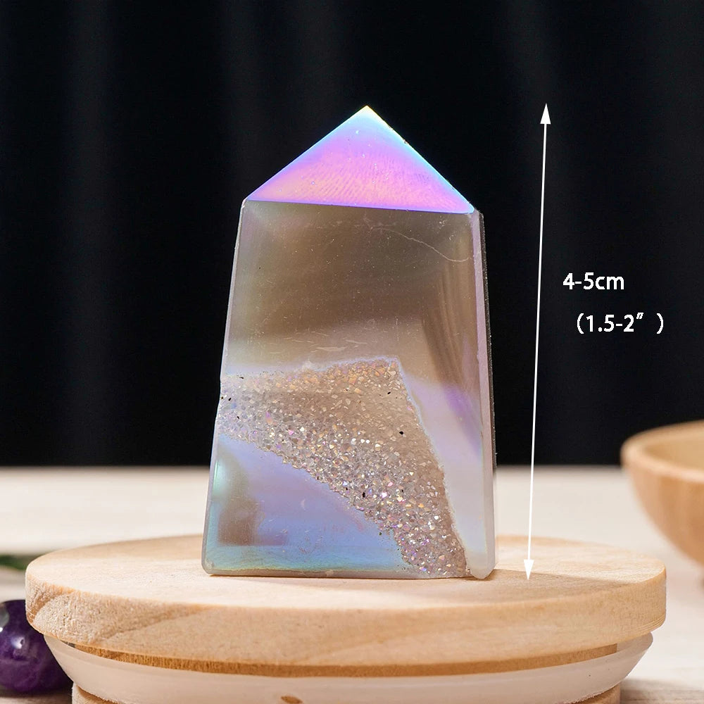 Natural Healing Stones Agate Point Crystal Tower Aura Rainbow Color Healthy Crystal Craft Home Decorate