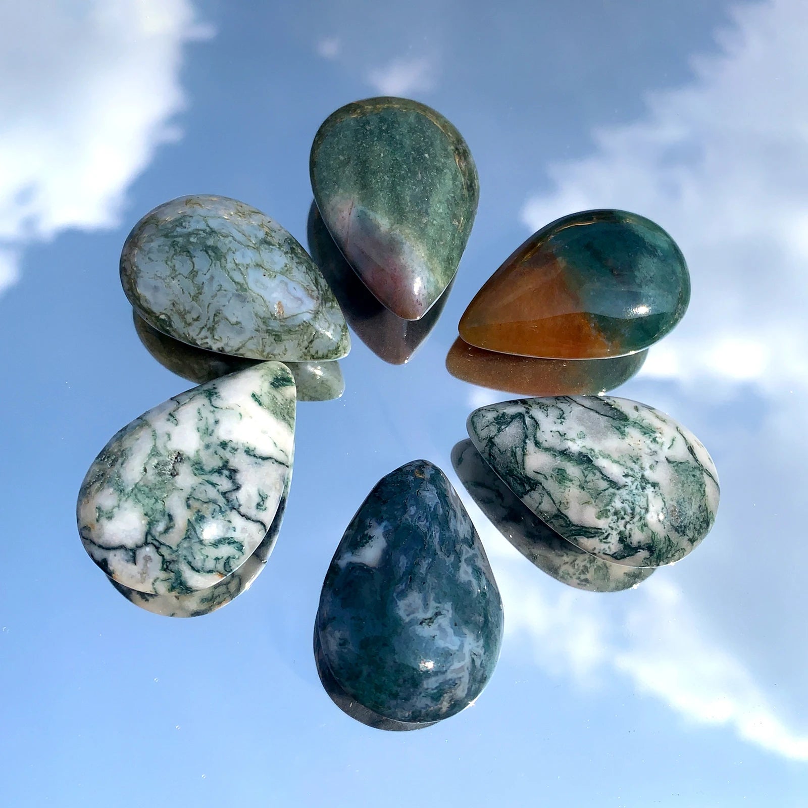 1PC Natural Green Moss Agate Water Drop Shape Crystal Pendant Healing Gemstone DIY Necklace Making