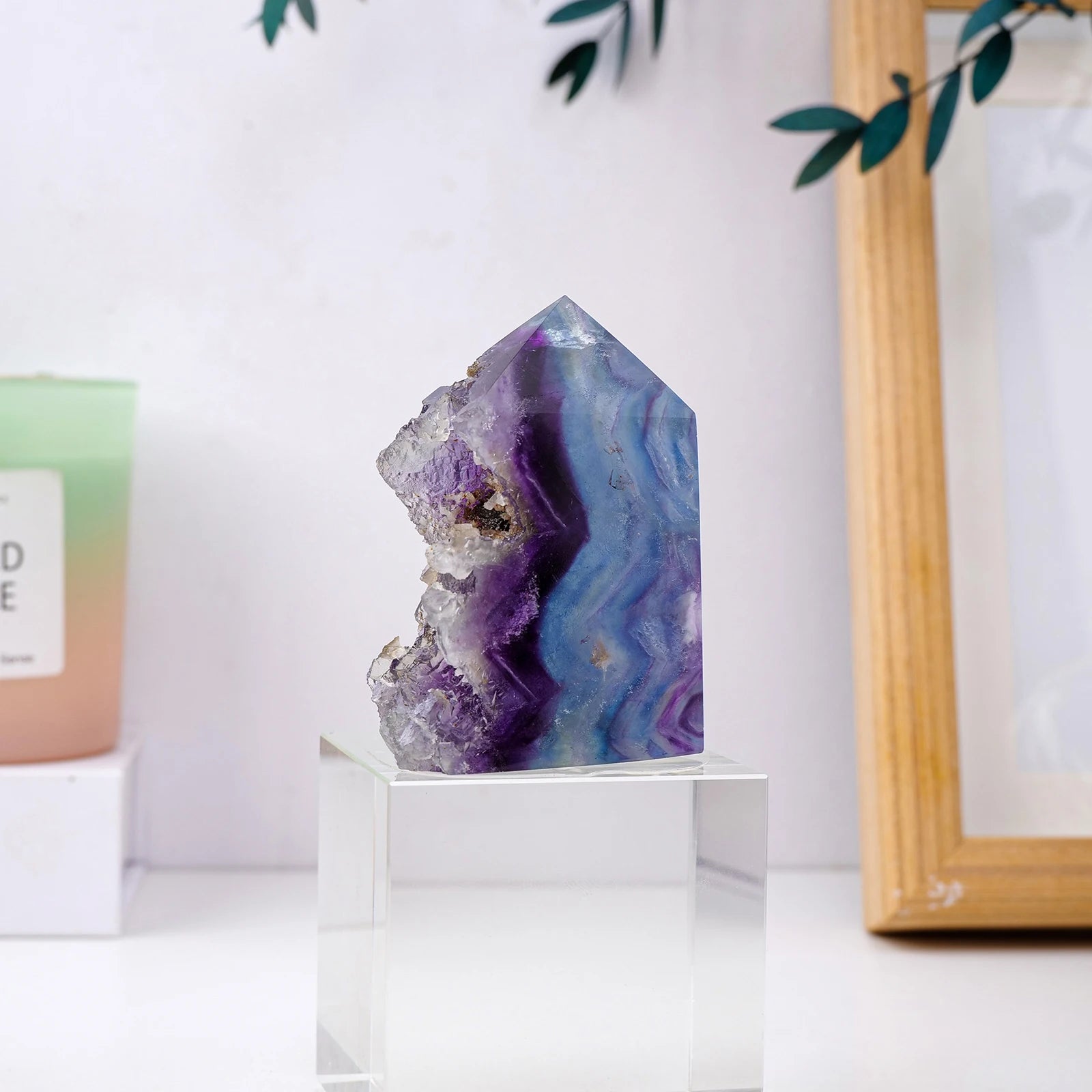 1PC Natural Colorful Fluorite Crystal Point Raw Stone Obelisk Healing Crystal Energy Crystal Collection Gift