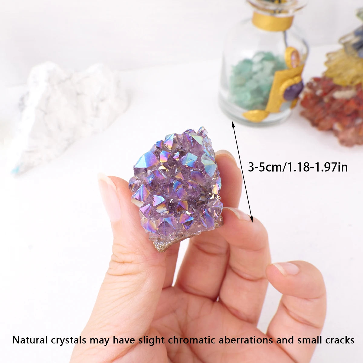 1PC Electroplate Amethyst Cluster Natural Raw Amethyst Geode Rock Crystal Healing Stones Witchcraft Gemstone Specimen