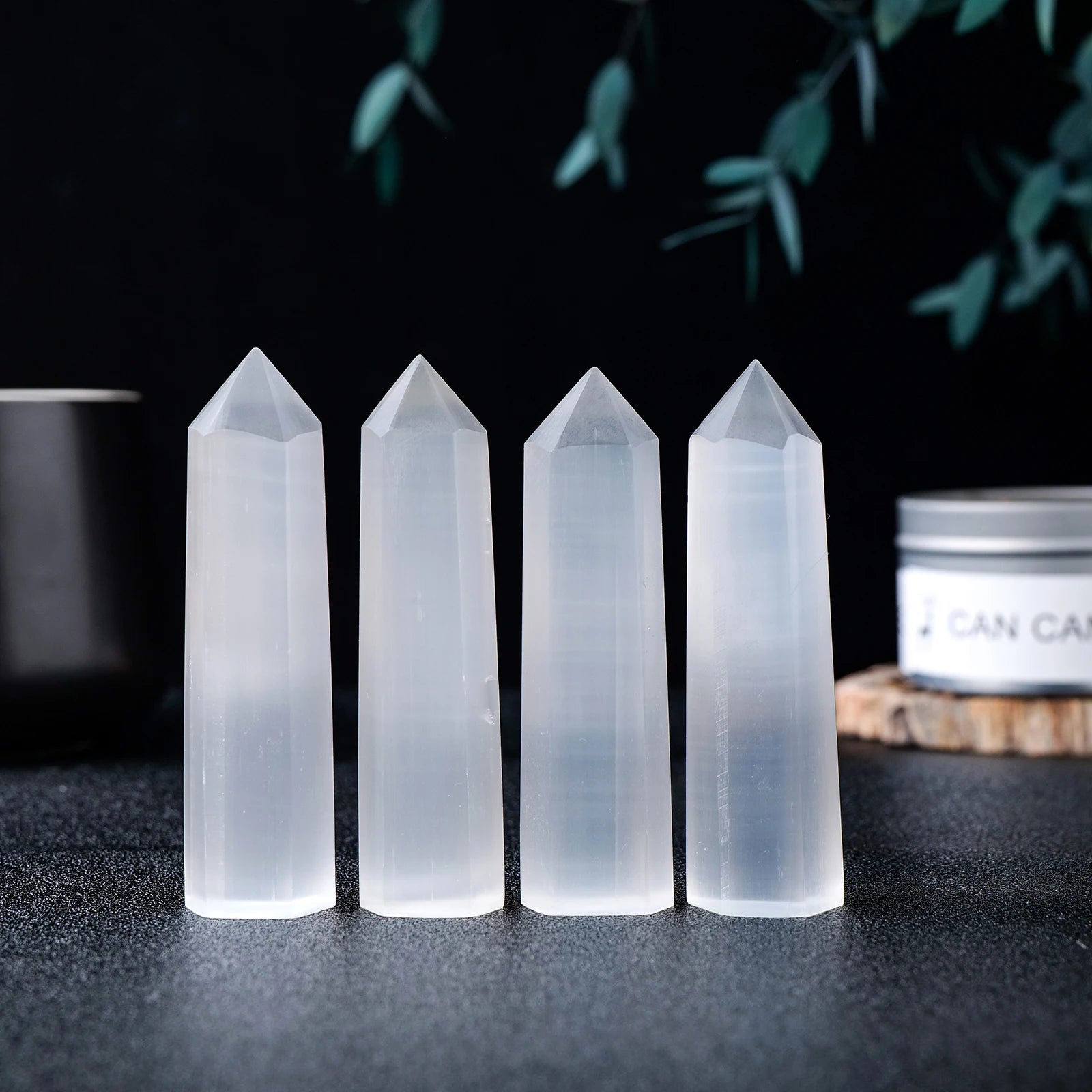 1PC Morocco Natural Gypsum Crystal Point White Selenite Hexagonal Prism Crystal Tower Home Decoration