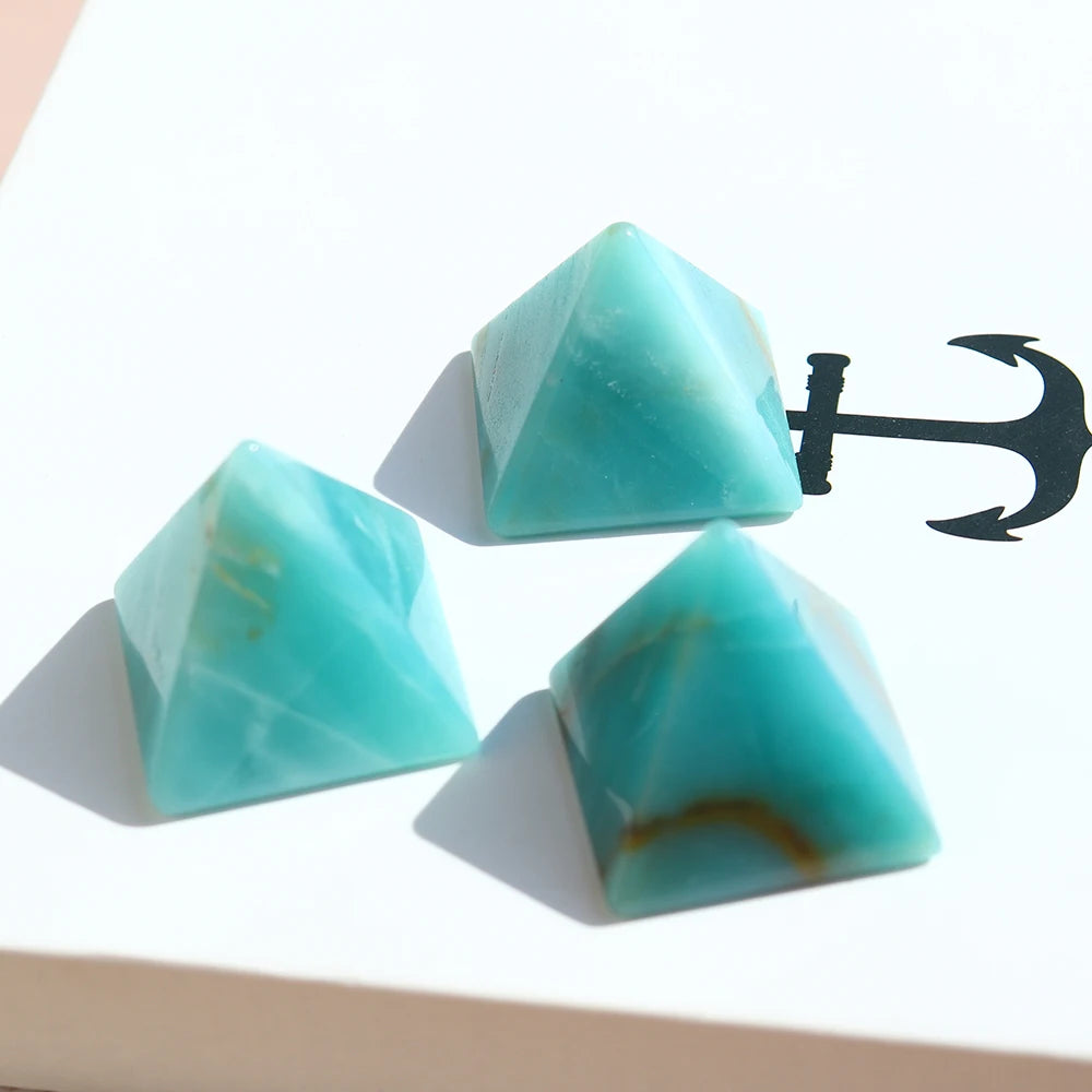 1PC High quality Energy Amazonite Pyramid Tianhe Stone Healing Natural Crystal Reiki Chakra Home Decor Meditation Ore Mineral