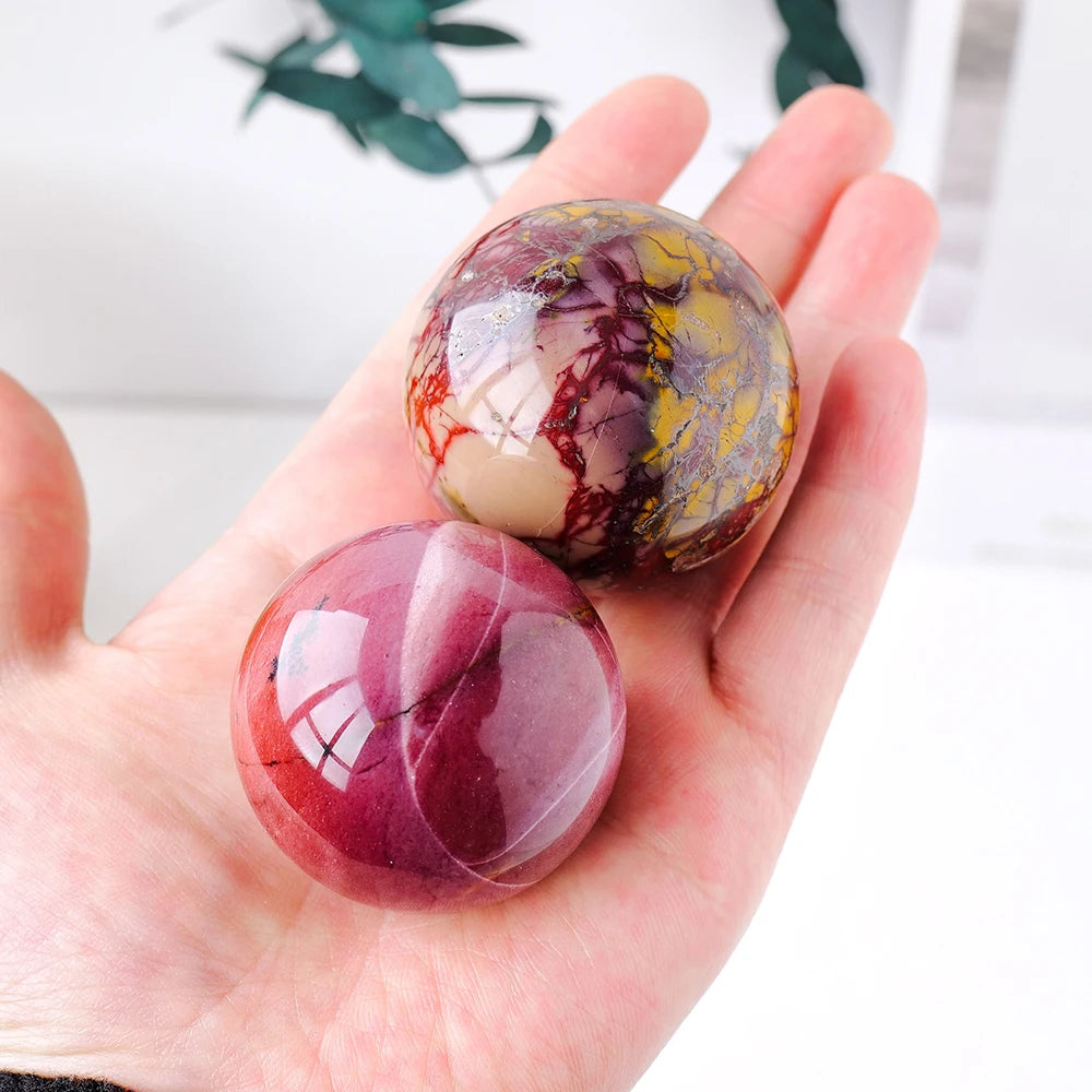 1PC Natural Stone Mookaite Egg Yolk Stone Crystal Sphere Room Decor Stone Ball Witchcraft Supplies Chakra FengShui Decoration