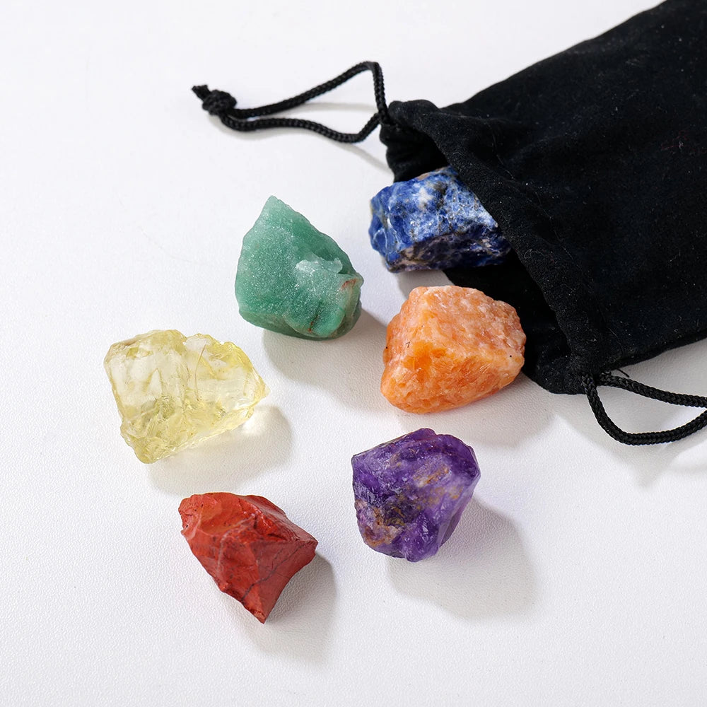 Natural Unpolished Gemstone Crystal Raw Stone 7pcs/Bag Chakra Healing Stone Yoga Home Decoration Jewelry Gift