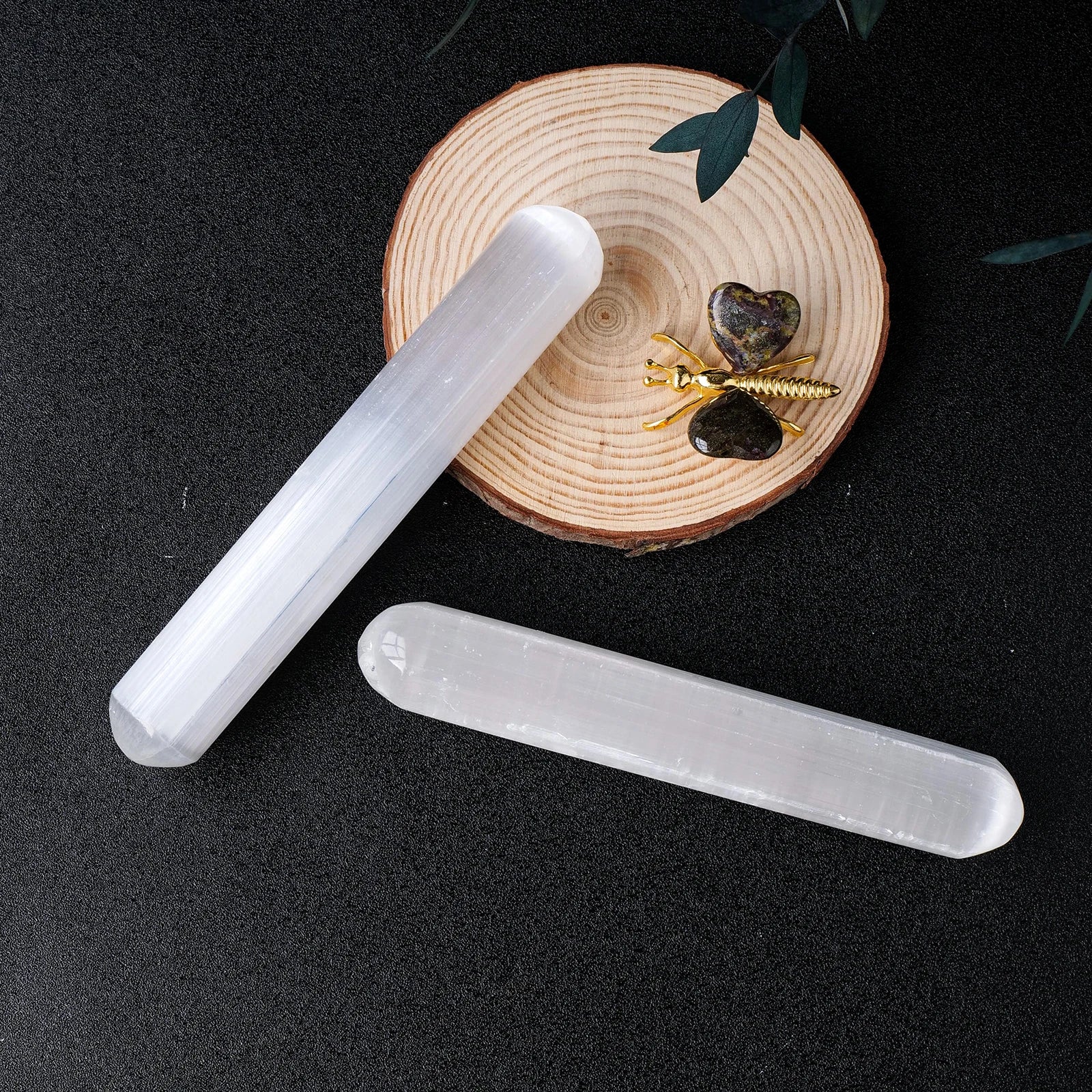 1PC Natural Stones White Selenite Massage Stick Crystal Wand Healing Gypsum Crystal Palm Stone Gifts