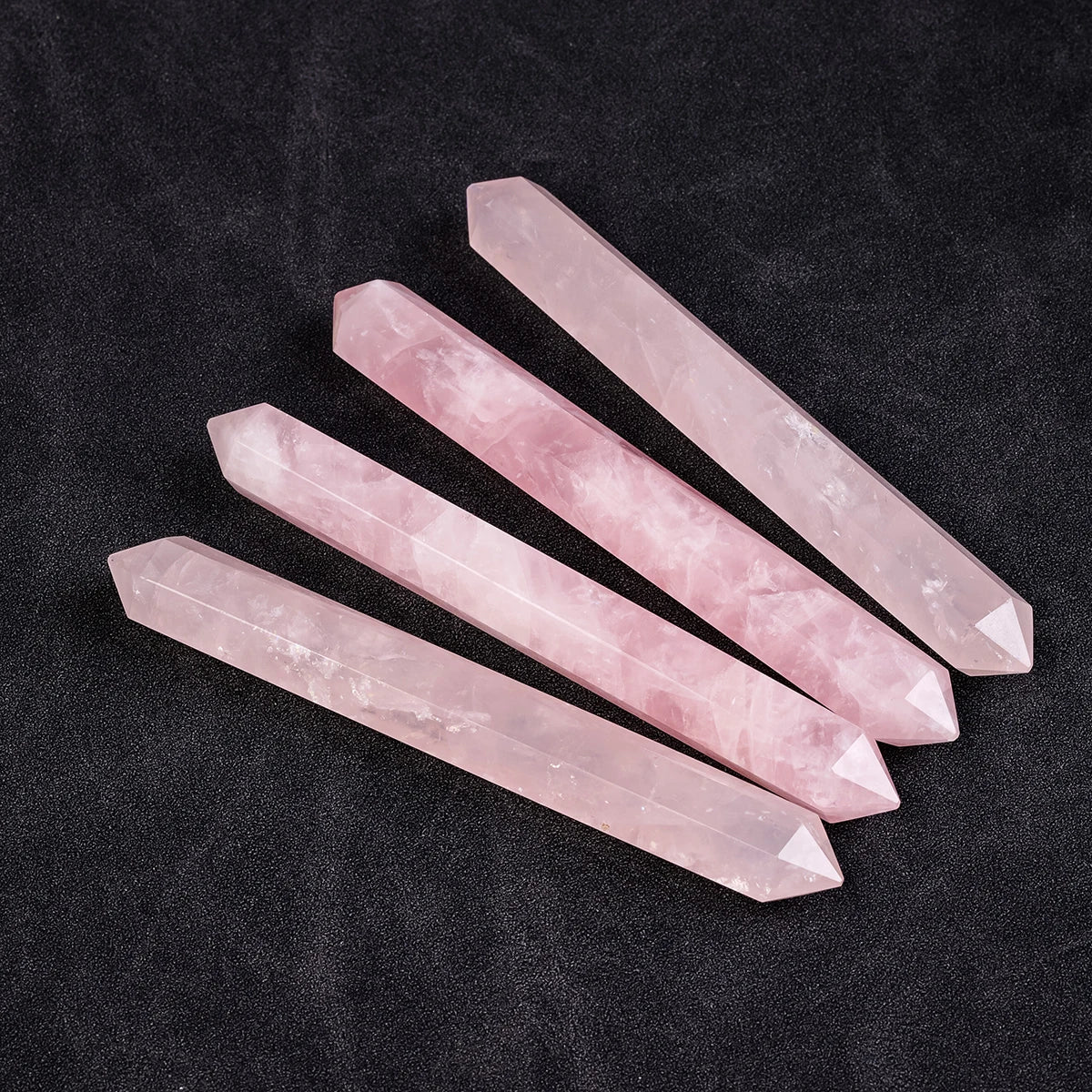 1PC Natural Pink Crystals Rose Quartz Healing Crystal Double Terminated Point Faceted Prism Reiki Stone Figurine