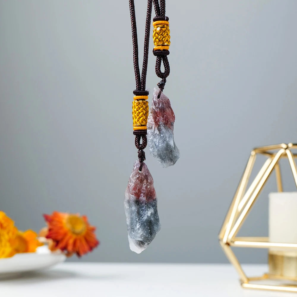 Natural Crystal Stone Auralite Necklace Aurora 23 Pendant  Purple Red Rutilated Women Raw Material Jewelry