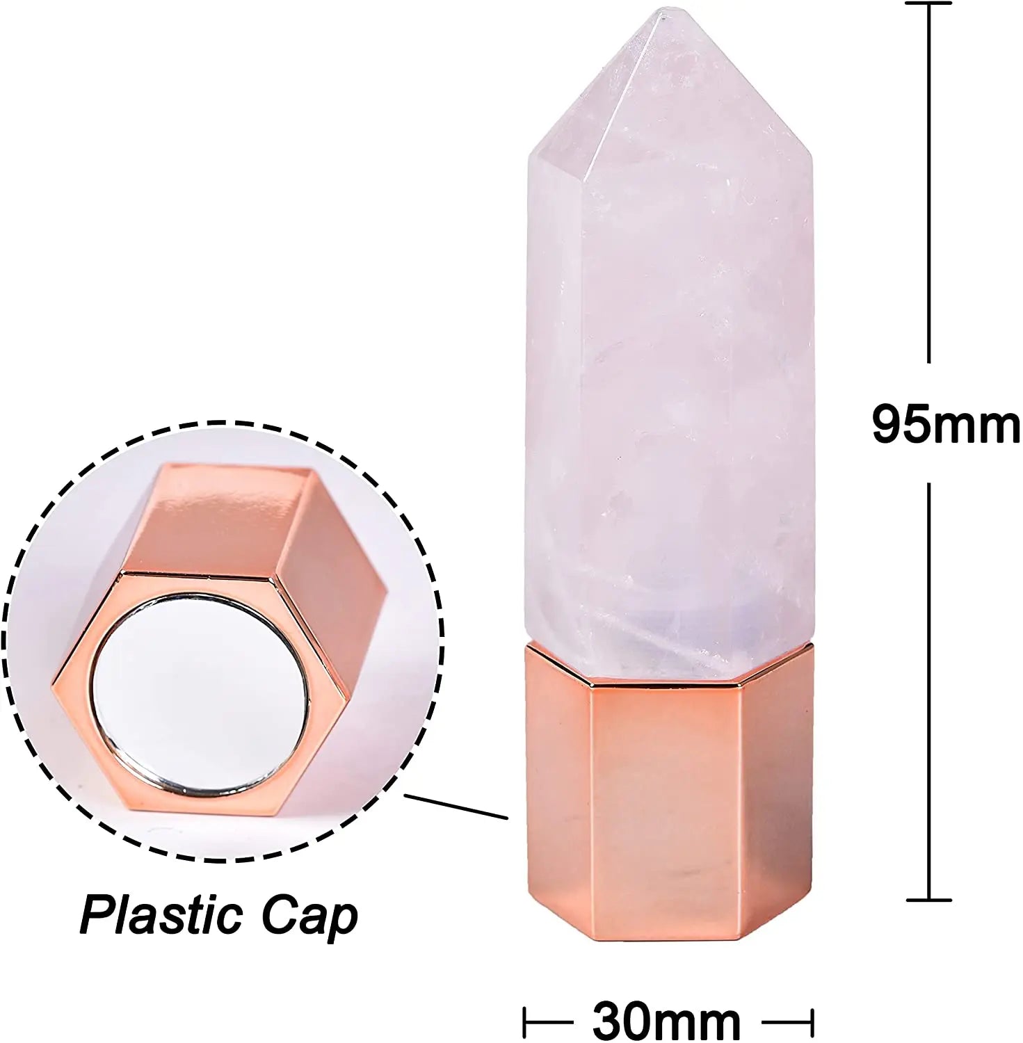 1pc Natural Rose Quartz Essential Oil Bottle Energy Crystal Beauty Tool Thin Face Gift Box Portable Perfume Bottle