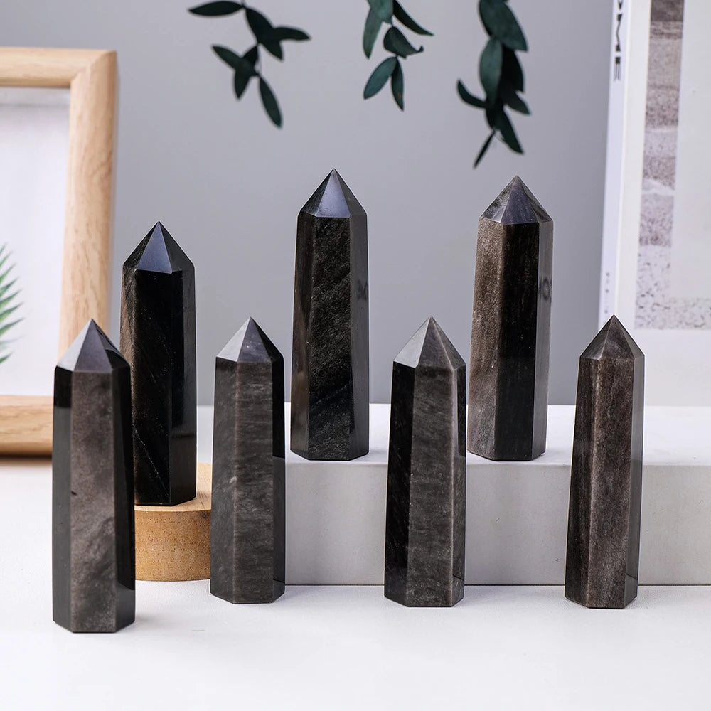 1PC Natural Stones Golden Obsidian Crystal Point  Home Decoration Mineral Stones Crafts Room Aquarium Decor