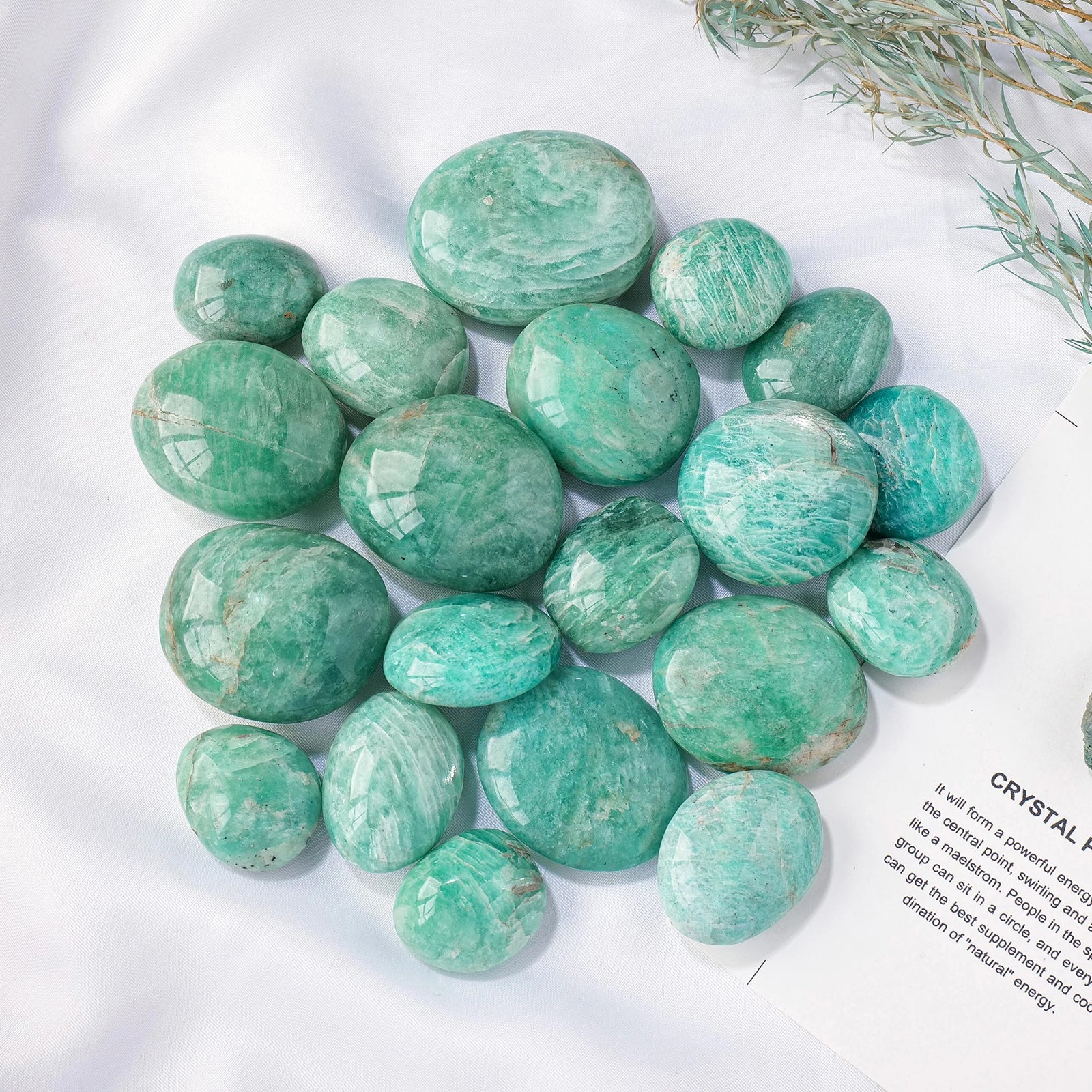 1PC Natural Amazonite Palm Worry Stone Pocket Gemstone Energy Ore Mineral Crafts Reiki Stones Home Decoration