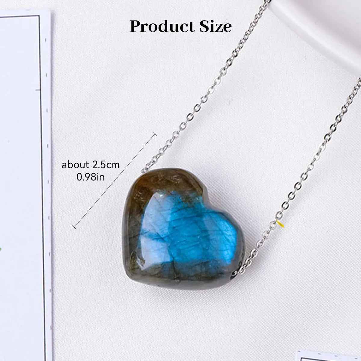 1pc Natural crystal Labradorite Heart Shaped Rough Polished Pendant Flowing light necklace Crafts Stone Hanging Ornament