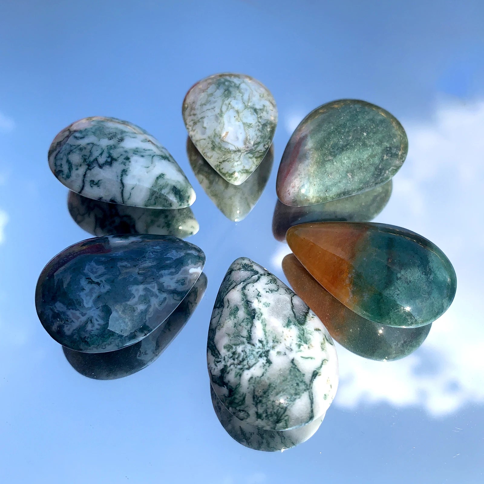 1PC Natural Green Moss Agate Water Drop Shape Crystal Pendant Healing Gemstone DIY Necklace Making