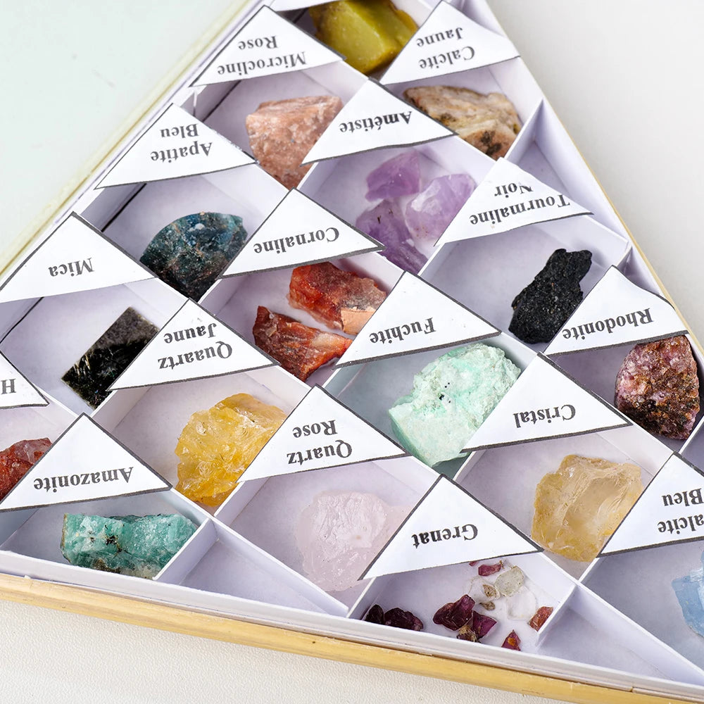 Buyde Natural Crystal Unpolished Healing Raw Stone Set Rough Mineral Specimen Gift Box For Meditation