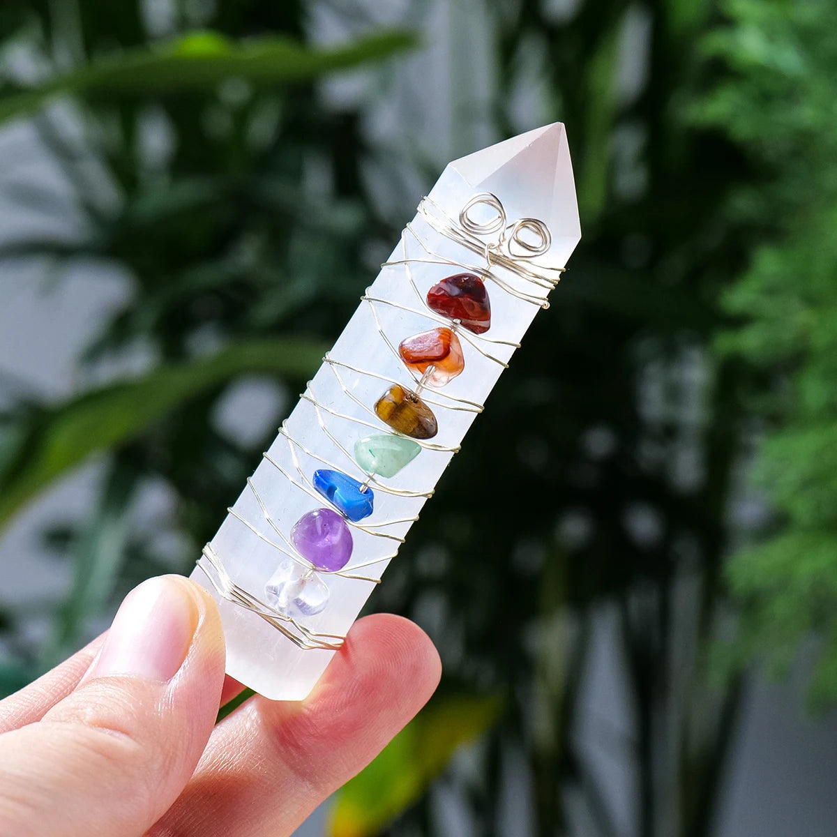 1PC Natural Stones White Selenite Crystal Magic Point Seven Chakra Healing Stone Home Decor Reiki Polished Crafts