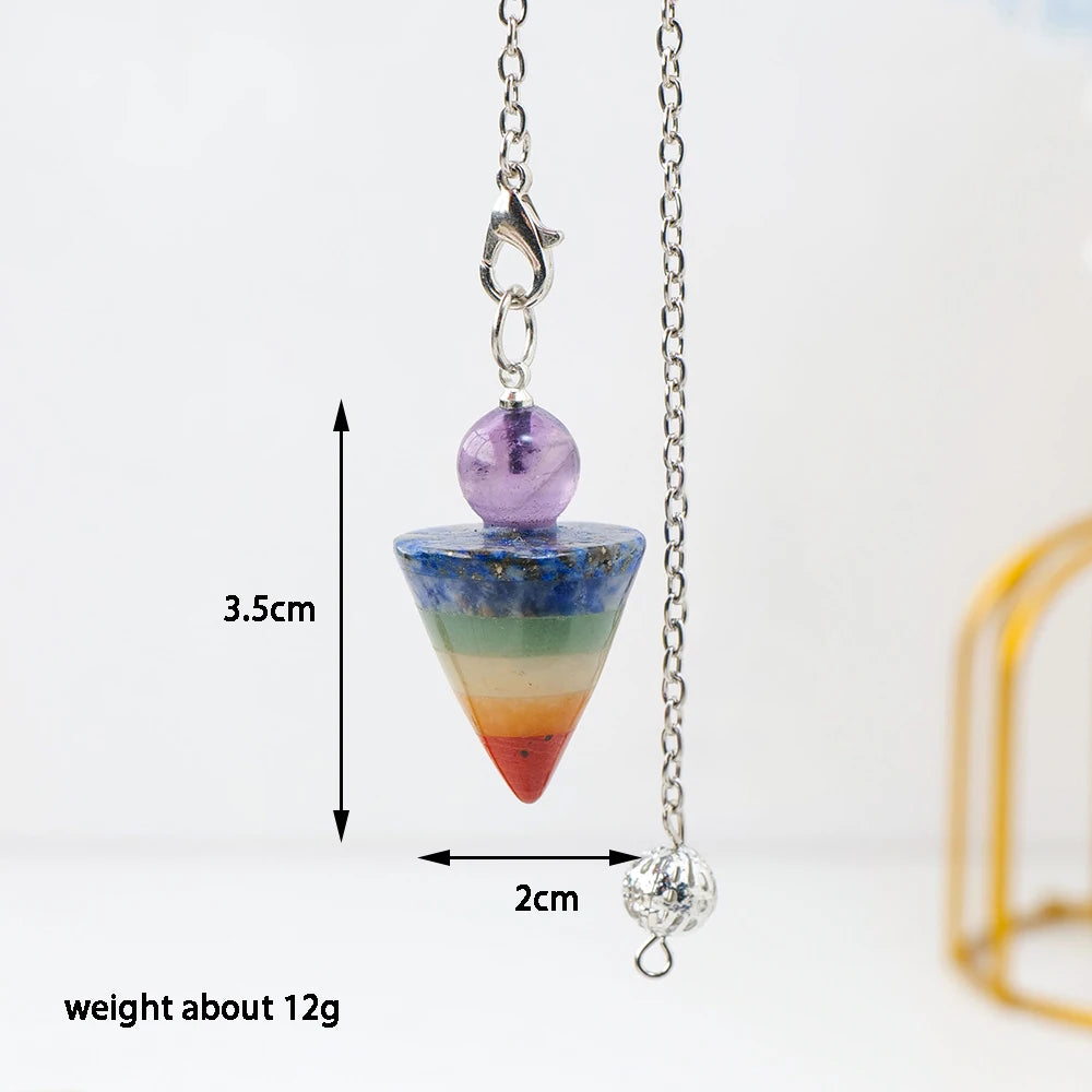 7 Chakra Healing Crystals Pendulum for Dowsing Divination Quartz Natural Stone Antique Reiki Pendant Pendulo Jewelry