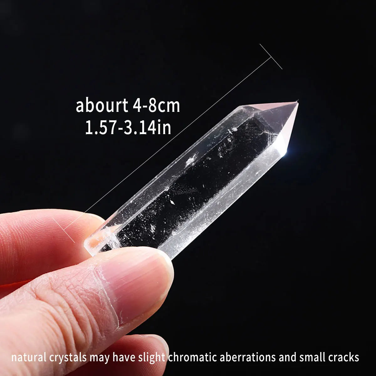 1pc Natural Healing Clear Quartz Crystal Wand Faceted Single Point Crystal Prism Stones for Meditation Reiki