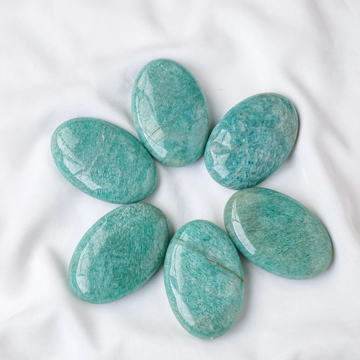 Natural Crystal Amazonite Palm Stone Reiki Healing Oval Pocket Palm Worry Stone  Massage Stone for Stress Relief Relaxation