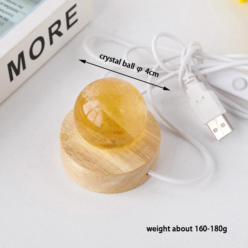 Natural Yellow Calcite Crystal Ball Led Atmosphere Best Creative Decoration New Strange Gift Night