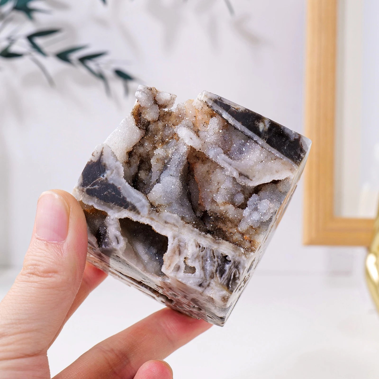 1pc Natural Sphalerite Crystal Cluster Druzy Cube Table Ornament Healing Crystal Quartz Raw Crystal Gift  Home Decoration