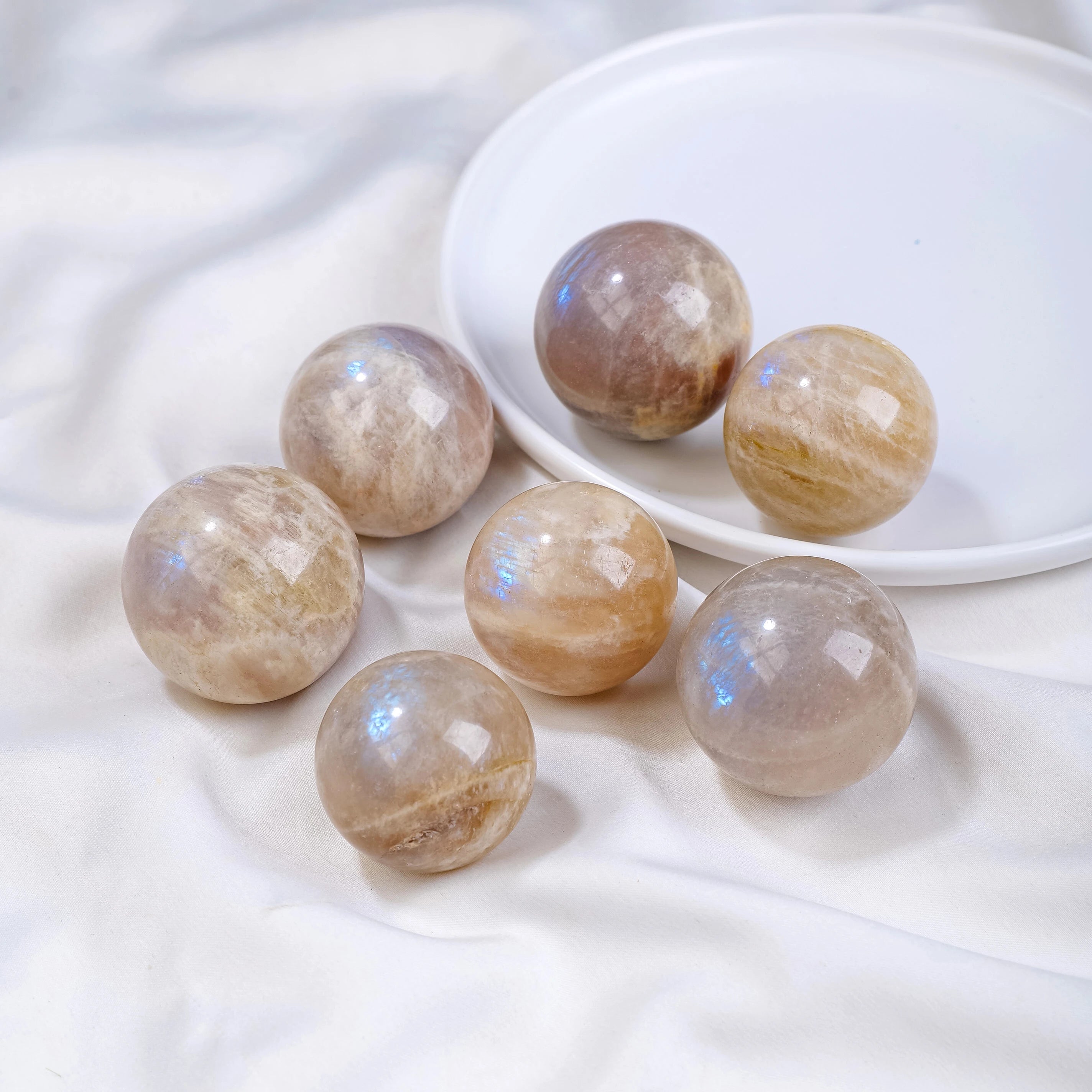 1PC Natural Crystal Blue Moonstone Ball Massaging Ball Reiki Healing Stone Home Decoration Exquisite Gifts Souvenirs Gift