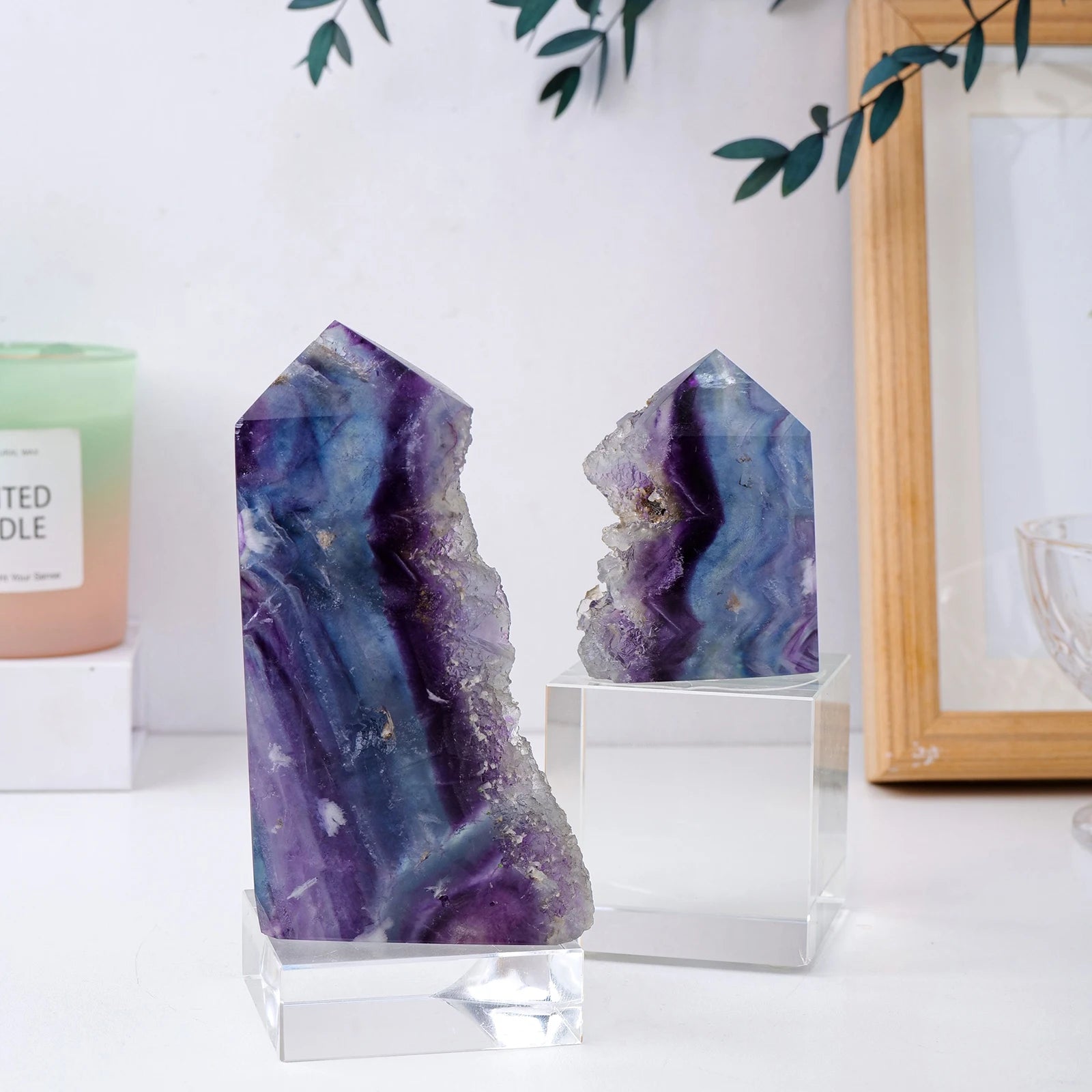 1PC Natural Colorful Fluorite Crystal Point Raw Stone Obelisk Healing Crystal Energy Crystal Collection Gift