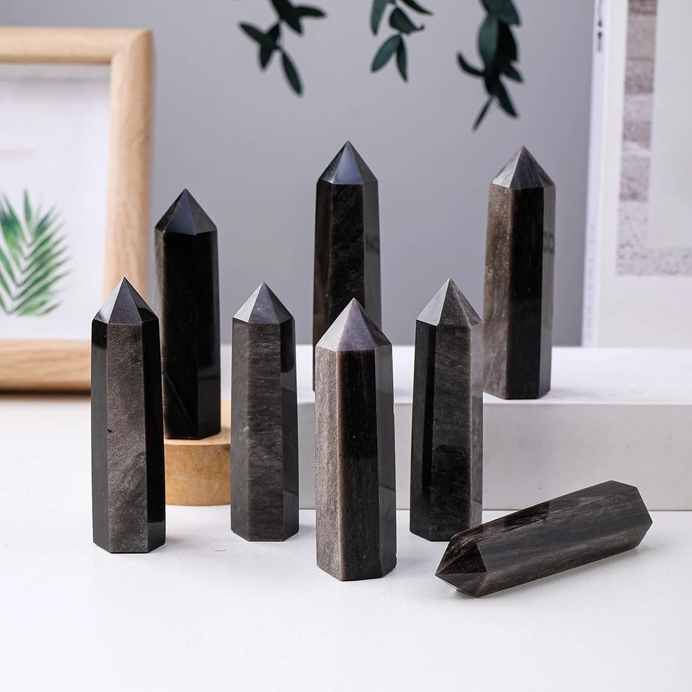 1PC Natural Stones Golden Obsidian Crystal Point  Home Decoration Mineral Stones Crafts Room Aquarium Decor