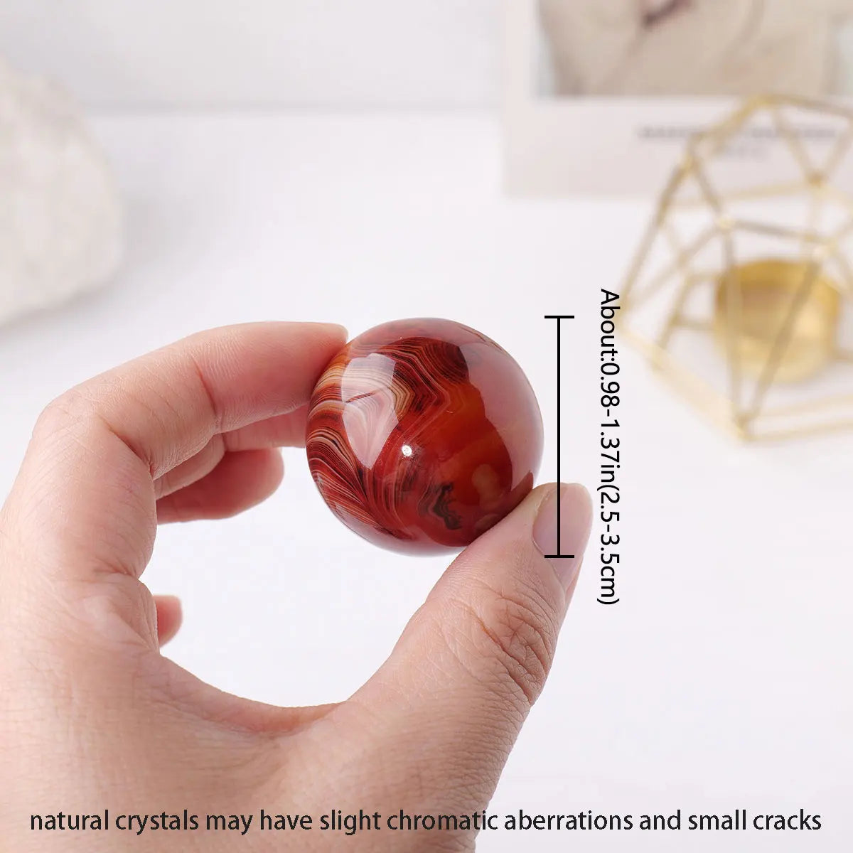 1PC Natural Sardonyx Crystal Ball Hand Ornament Red Agate Ball Reiki Energy Quartz Mineral Collection Home Decoration Gifts