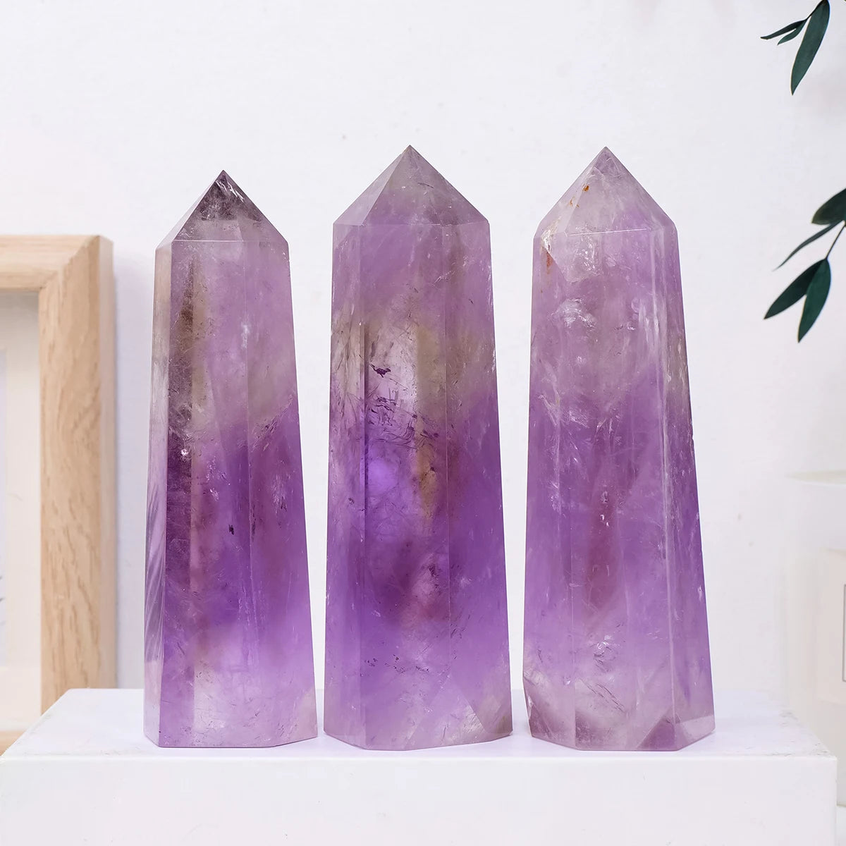 1PC Natural Brazilian Amethyst Healing Crystals Points Crystal Wands Home Decoration Energy Collection