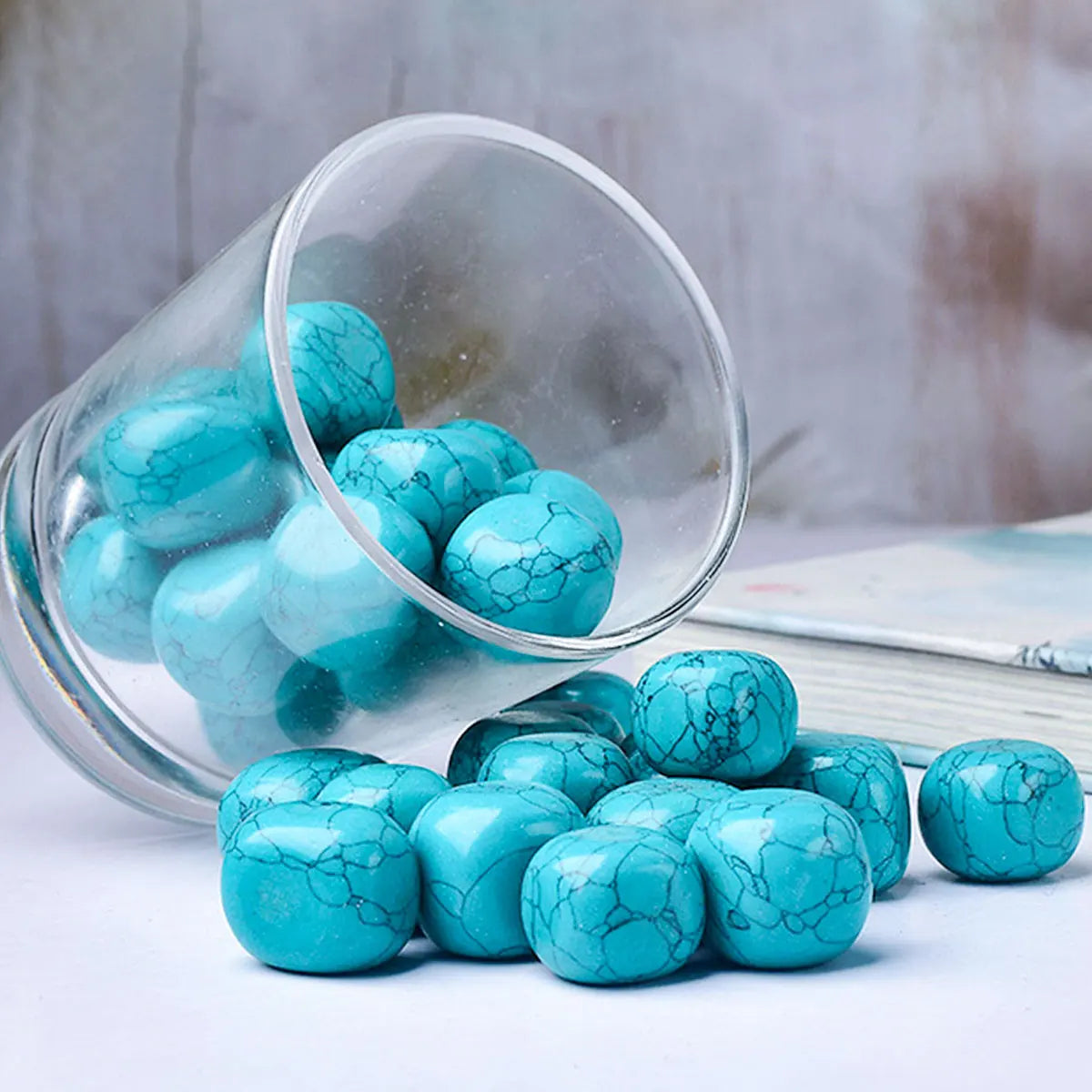 50g/bag Natural Turquoise Rolling Stones Bulk Quartz Healing Gemstones Gravel Garden Fish Tank Decorative Stone