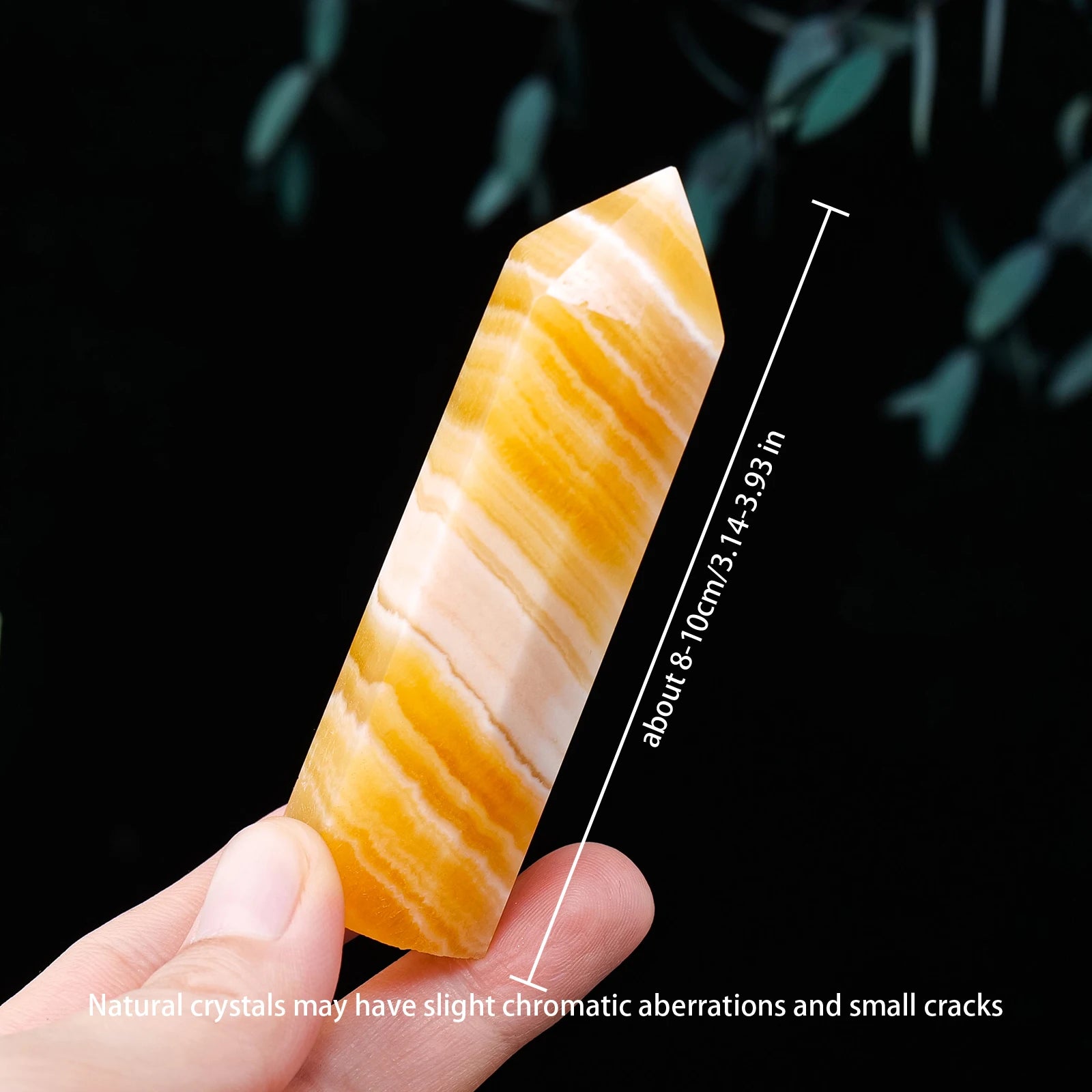 1PC Natural Crystal Tower Yellow Calcite Four-sides Point Healing Quartz Magic Wand Room Decoration