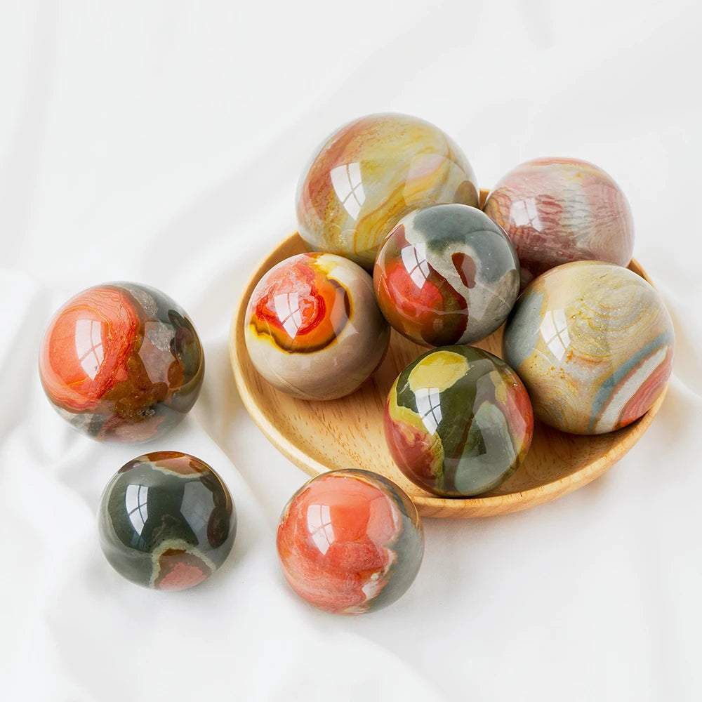 Natural Crystal Stone Sphere Ocean Agate Ball Polished Gemstone Energy Ornament Healing Desktop Decoration